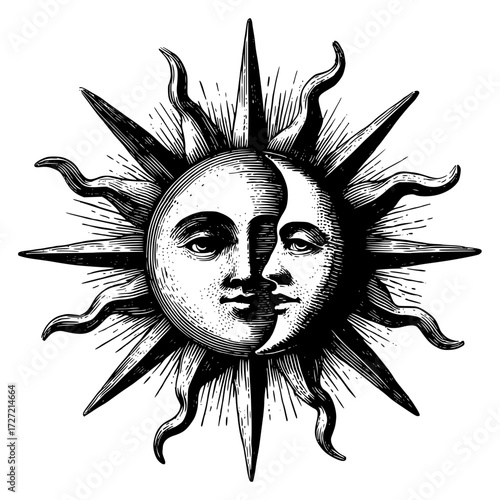 Vector illustration of a combination of the sun and moon in one shape