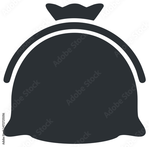 Simple gray sack illustration, tied fabric bag graphic element, vector design