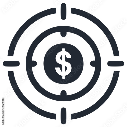 Dollar Symbol in Crosshairs Goal Achievement Financial Targeting