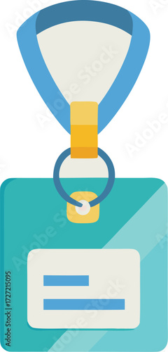 Scalable vector id card mockup with lanyard and keyring holder graphic