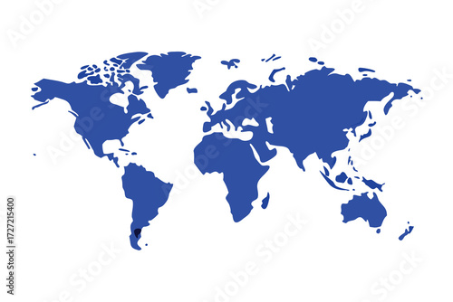 Abstract Blue World Map with Highlighted Region Representing Southern Part of South America