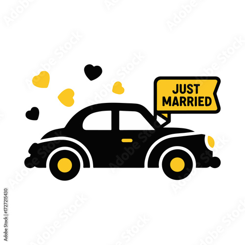 Just Married Car with Hearts A Classic Wedding Celebration
