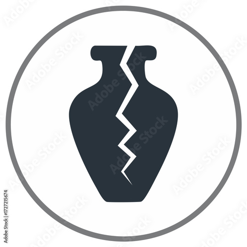 Icon of a cracked, broken ancient amphora vase, symbolizing fragility and damage
