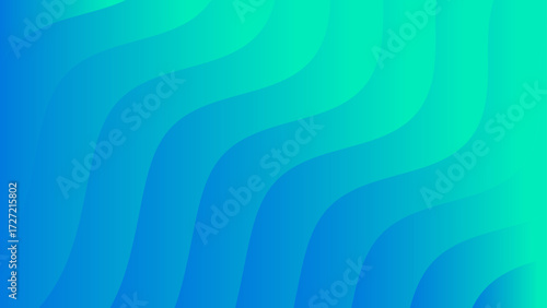 Abstract modern background featuring smooth wavy lines in a gradient blend of blue and green tones. Motion and depth with soft curved waves flowing composition. futuristic and dynamic feel tech