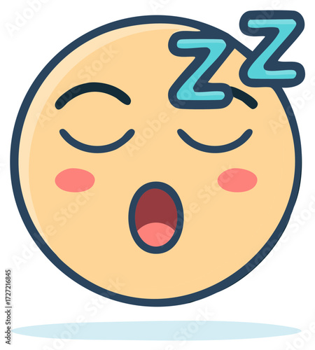 Sleeping emoji with closed eyes and snoring symbol illustration