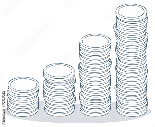 Stacks of Coins Representing Financial Growth and Economic Increase Abstractly