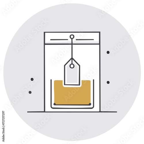 Teabag Infusion Illustration Fresh Brew Beverage Package Drink Preparation Process Minimal Design Graphic