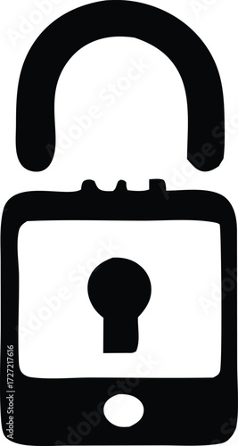 Open padlock icon symbol representing security access unlocked and freedom simple digital graphic for online safety and protection concepts