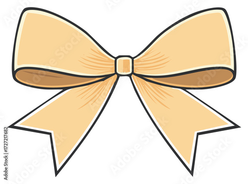 Illustration of a decorative bow tie with ribbons in a warm color