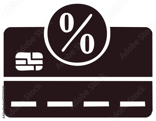 Zero percent interest rate credit card for banking financial deals and payment offers icon