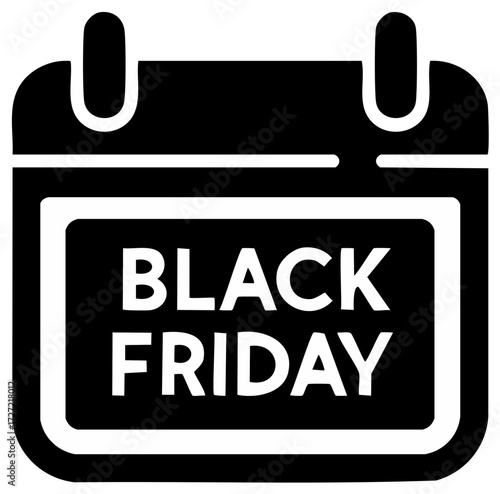 Calendar icon displaying text Black Friday with minimalist style and business promotions message