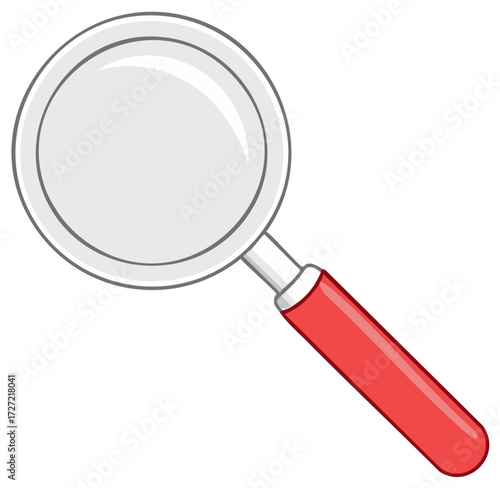 Illustration of a magnifying glass with a red handle