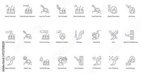 Hair Care and Styling Icon Set: A Complete Collection of vector icons