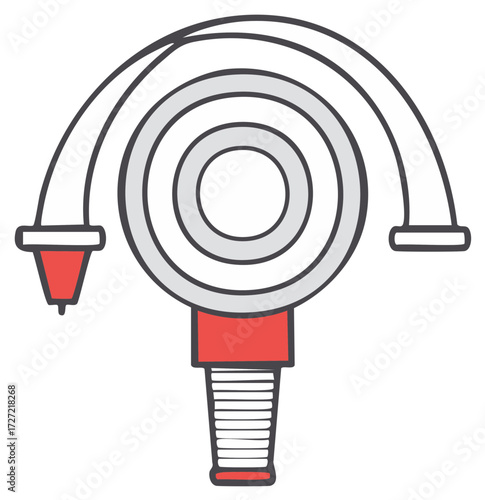 Stylized Icon of a 3D Printer Head with Filament Reel and Nozzle, Illustration
