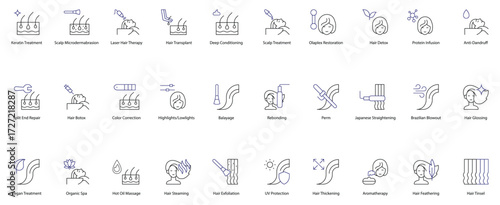Hair Care and Styling Icon Set: A Complete Collection of vector icons