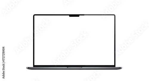Isolated modern laptop with a clean blank screen for mockup and design applications