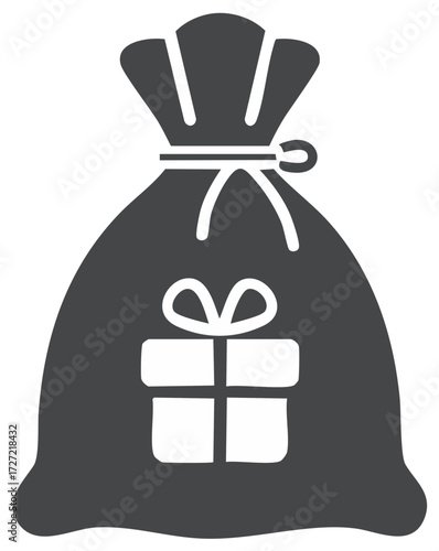 Christmas Santa Claus gift bag with present icon festive holiday surprise