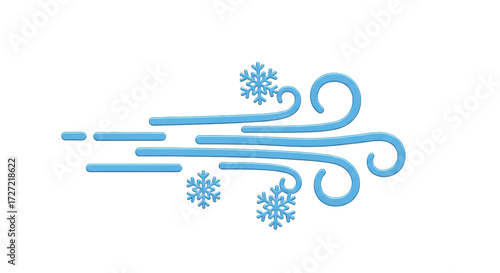 Isolated wind blowing with snowflakes, cold weather, icy winter, snowstorm wind graphic