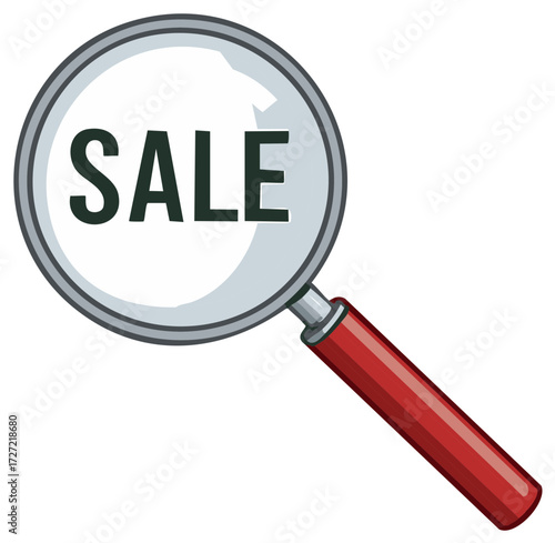 Magnifying Glass Focusing on the Word Sale for a Bargain Hunting Concept