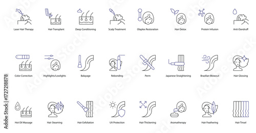 Hair Care and Styling Icon Set: A Complete Collection of vector icons