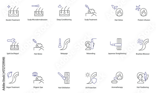 Hair Care and Styling Icon Set: A Complete Collection of vector icons