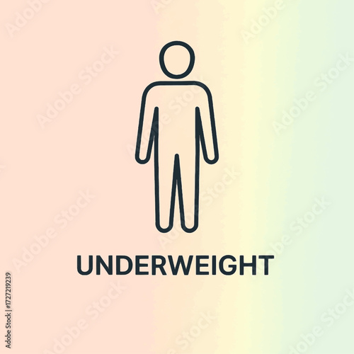 Underweight BMI icon on soft gradient — minimal health vector for assessment and nutrition education