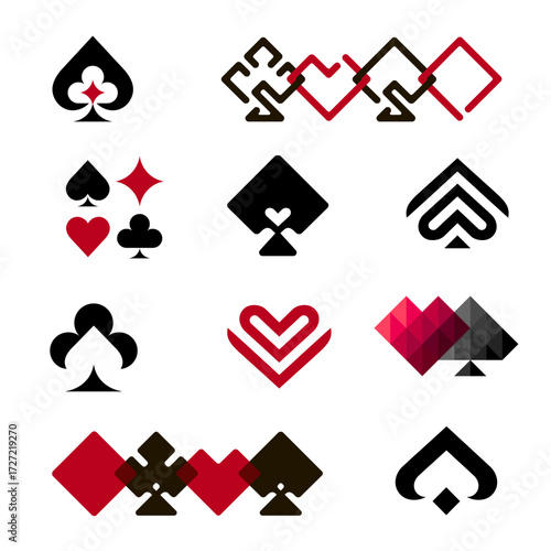 Set of vector logo design template. Poker abstract concept.