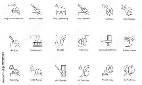 Hair Care and Styling Icon Set: A Complete Collection of vector icons