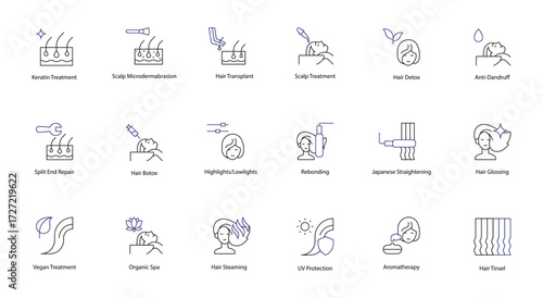 Hair Care and Styling Icon Set: A Complete Collection of vector icons