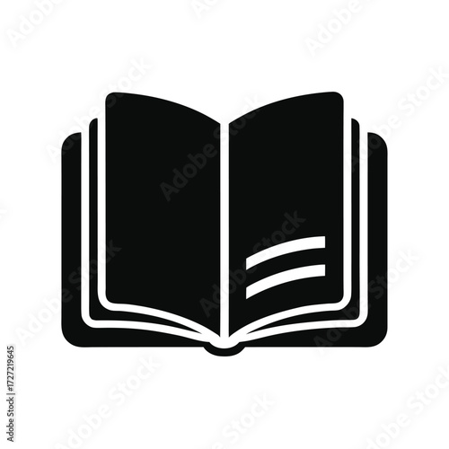 Classic Black Open Book Silhouette Icon