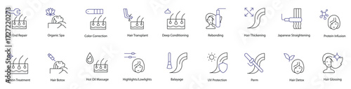 Hair Care and Styling Icon Set: A Complete Collection of vector icons