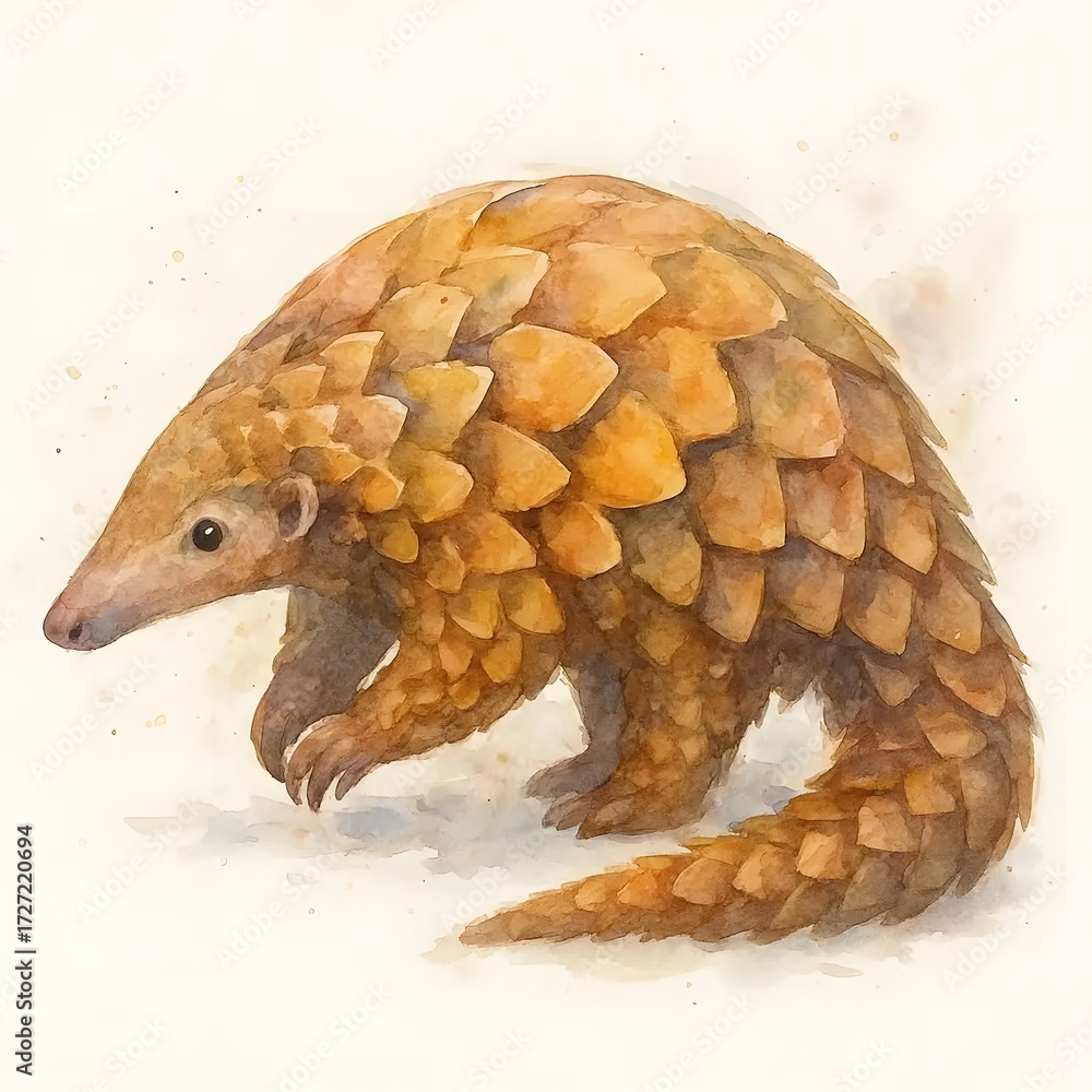 Obraz premium 천산갑, 수채화, jpeg (Pangolin, water colour, jpeg)