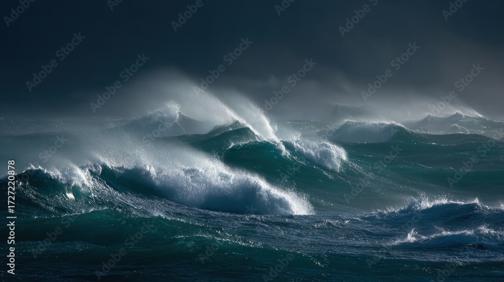 Naklejka premium Stormy ocean waves