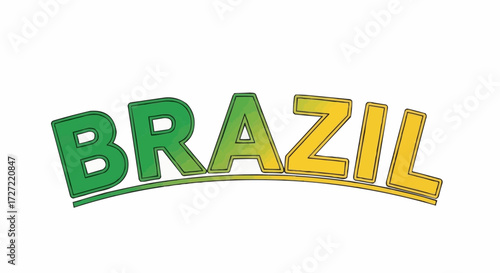 Celebrate Brazil with vibrant green and yellow lettering, perfect for sports events, travel promotions, and cultural festivals, showing national pride with a festive flair