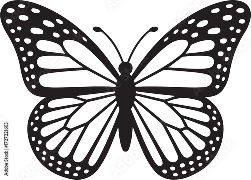Simple silhouette icon of a delicate butterfly