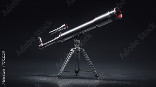 Telescope on tripod dark background