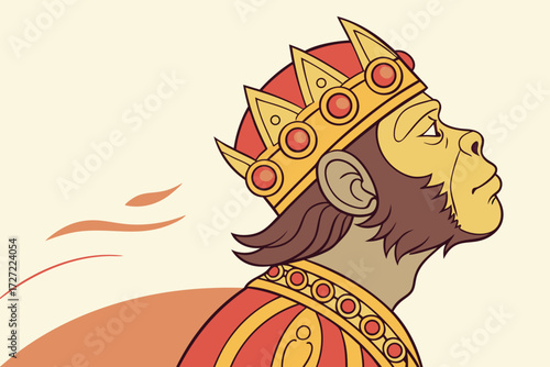  hanuman, hindu god, deity, golden crown, jewels, ornamental, mythological figure, divine being, ornate, intricate design, richly detailed, vibrant colors, divine, powerful, heroic, mythical creatur