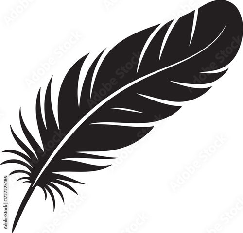 Minimalist quill feather silhouette icon for writing and design