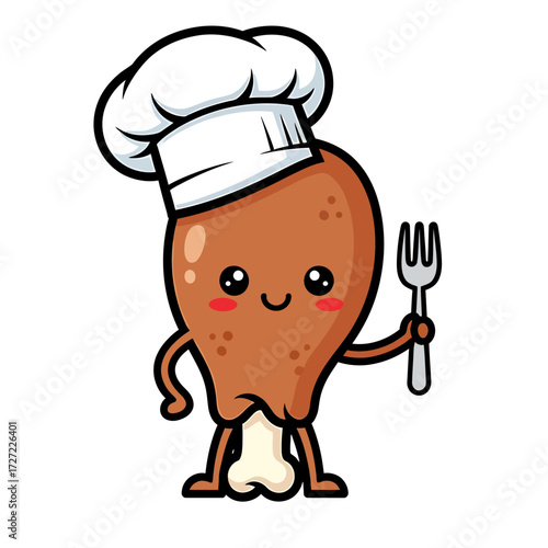 A Chefs Delightful Fried Chicken Leg with a Chefs Hat