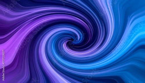 Abstract swirling vortex in shades of blue, purple, and cyan, creating a sense of depth and motion