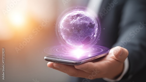 Holographic earth on mobile phone