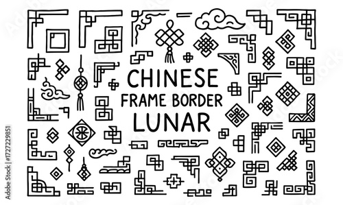 Traditional chinese frame and border designs: lunar new year elements