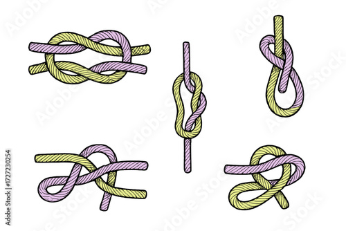 Rope knots and bends for sailing, climbing, and outdoor activities, essential for instruction and safety