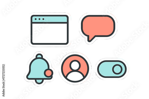 Modern user interface and experience icons set for web design, mobile application development, and digital projects