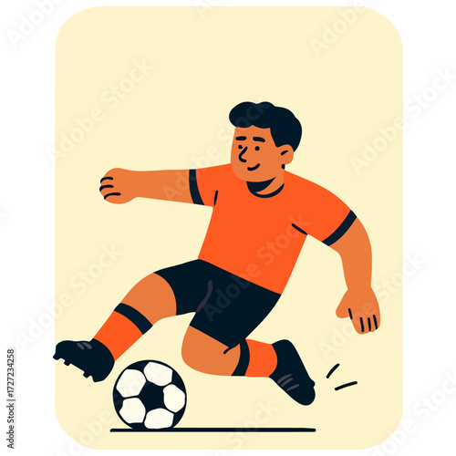 Soccer Slide Tackle — Youth Football Player Defending, Cartoon Vector