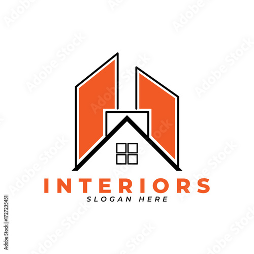 negative space houses in chairs for home property decoration logo icon vector inspiration
