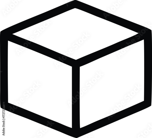Simple outline 3d cube icon geometric shape abstract form abstract geometry dimensional abstract form icon graphic object
