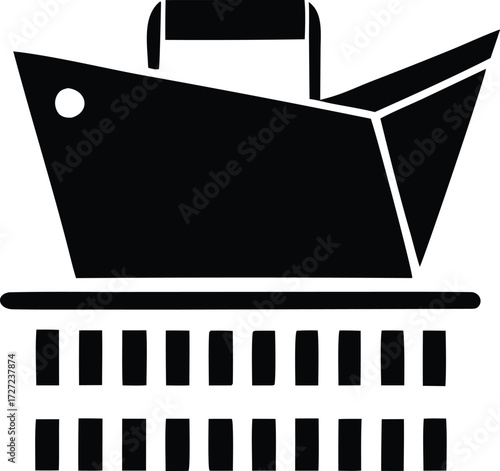 Simple silhouette of a bag being shredded in a paper shredder representing data destruction security
