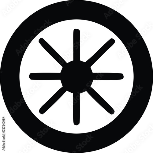 Buddhist dharma wheel symbol icon represents the teachings of buddha and the path to enlightenment and spiritual growth