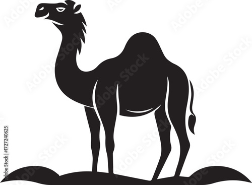 Camel in Black & White | Minimalist Desert Silhouette Vector